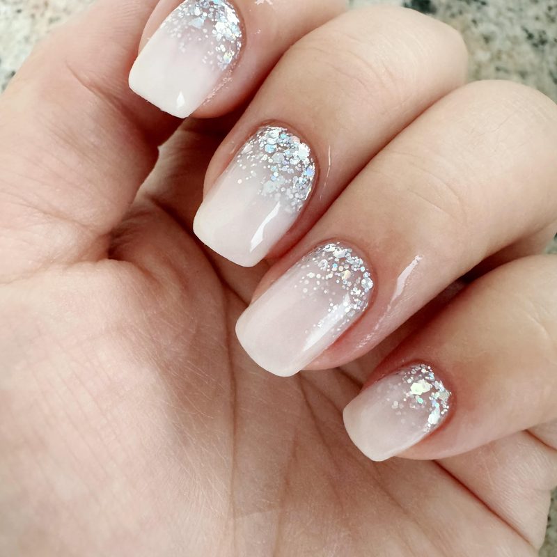 milk white nails with design