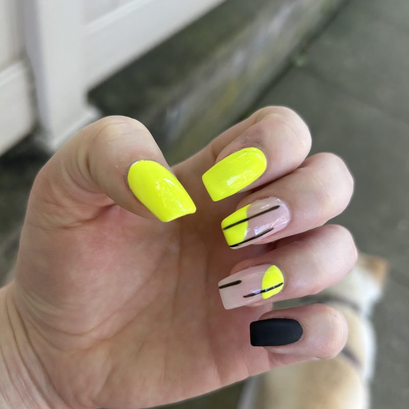 neon yellow nail designs
