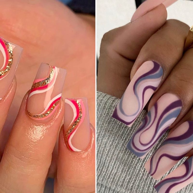 abstract swirl nail design