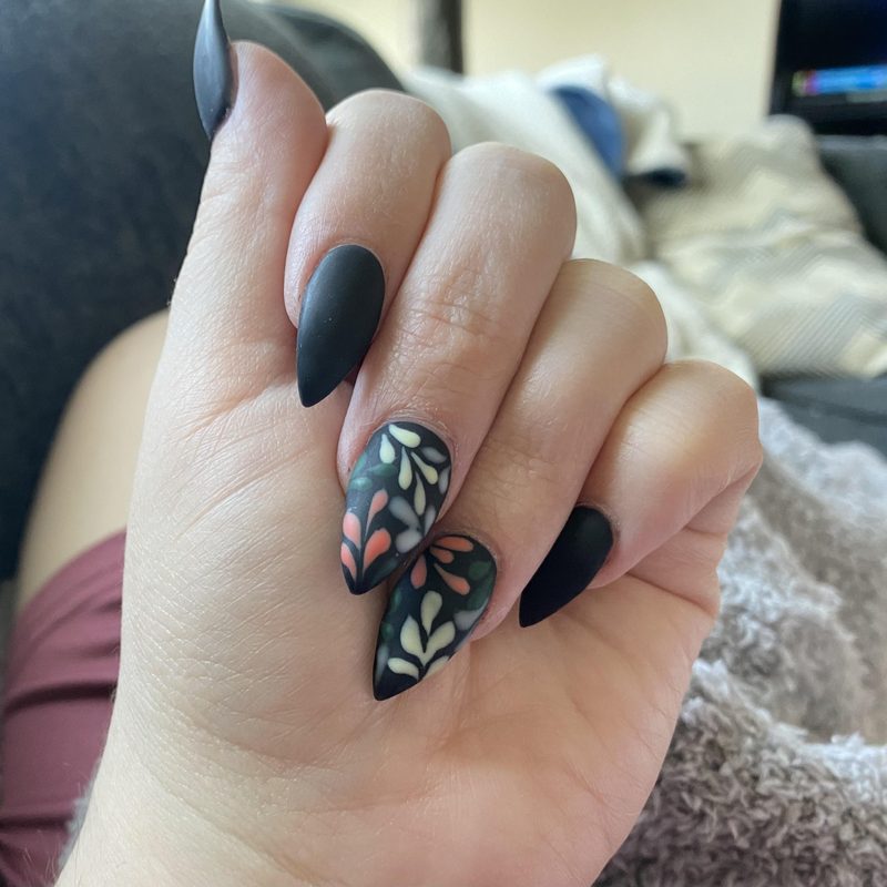 black nail polish with designs