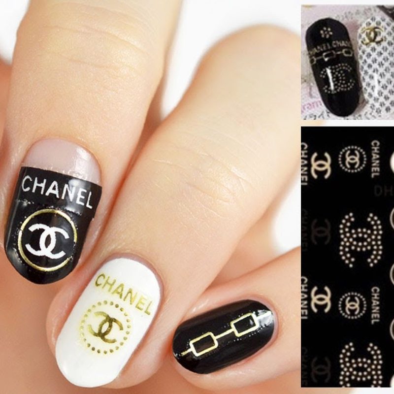 chanel nail design stickers