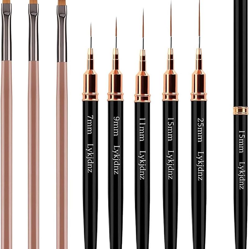 close-up of high quality nail art brushes with fine tips