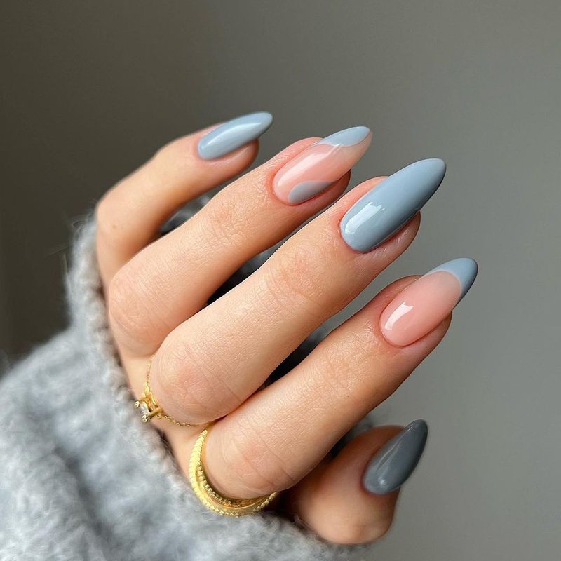 colorful three color nail designs with complementary shades and nail art techniques
