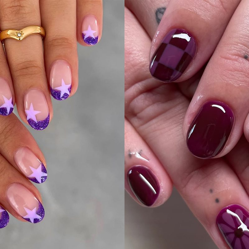 easy purple nail designs