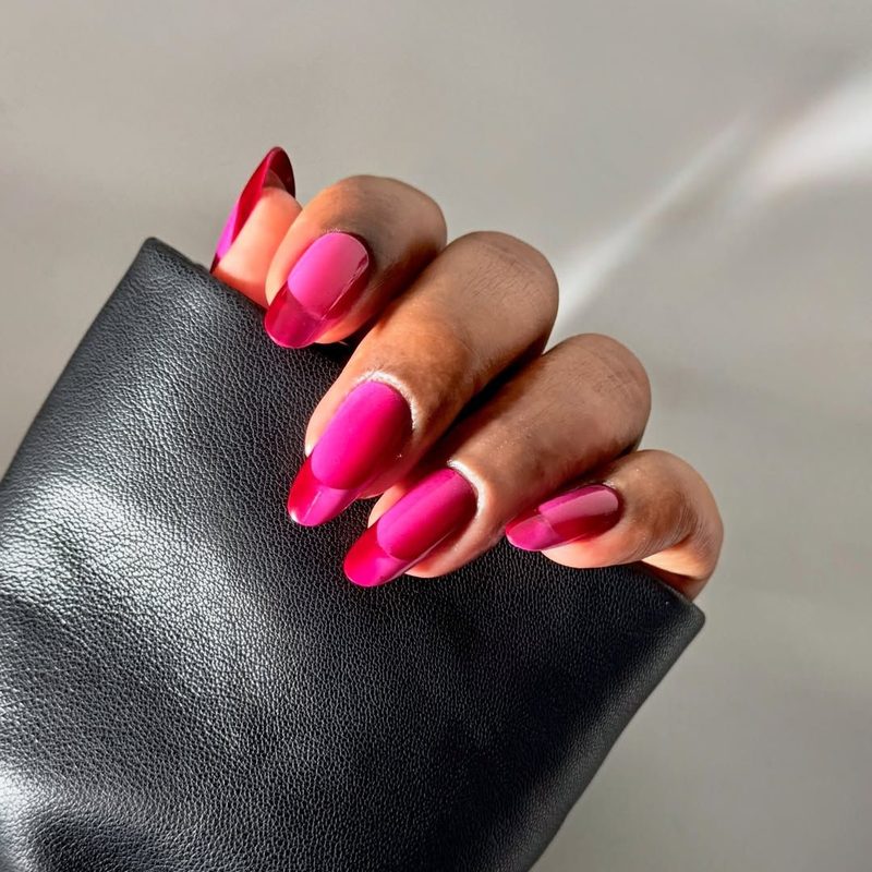 Fuchsia pink nails styled for both casual and formal occasions