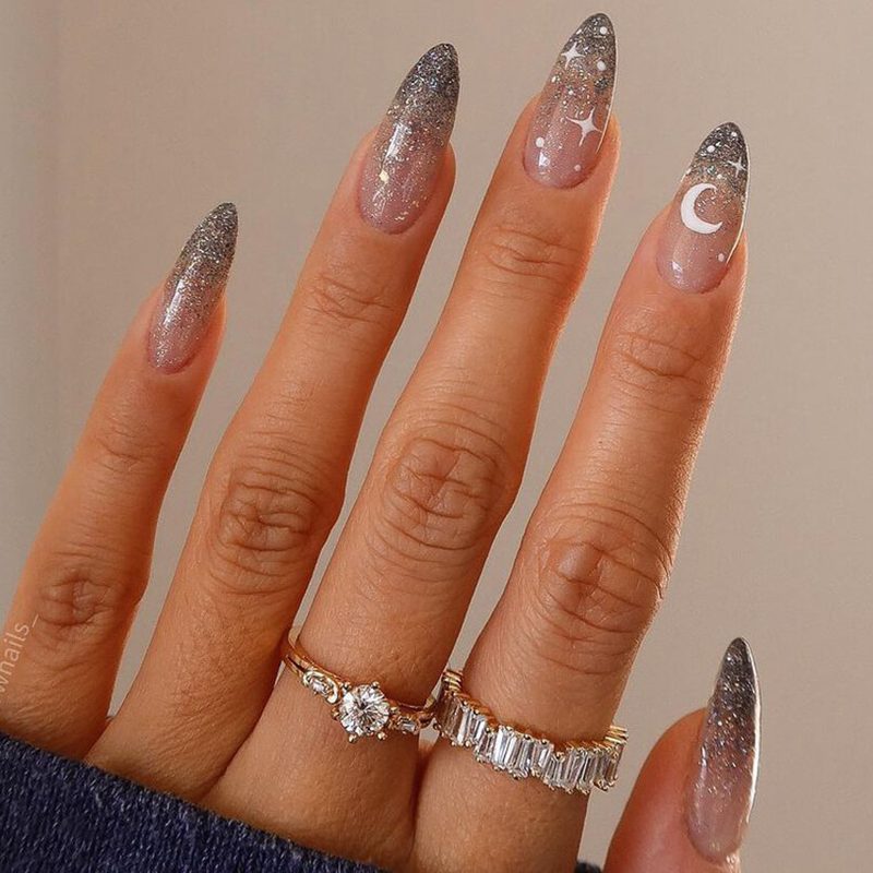 glitter and shimmering nail designs for a party