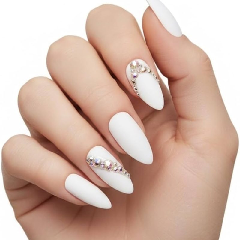 matte white nail designs