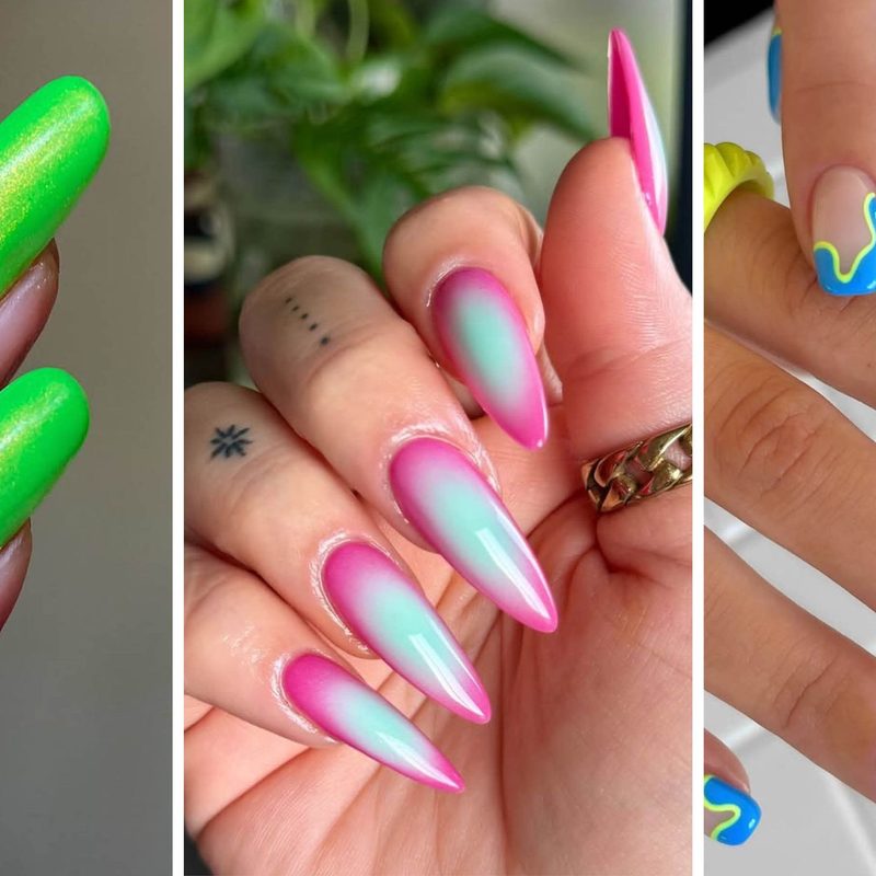 nail designs neon colors