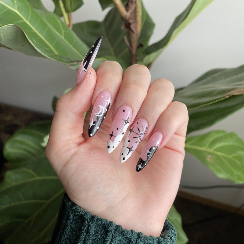 simple sun nail design
