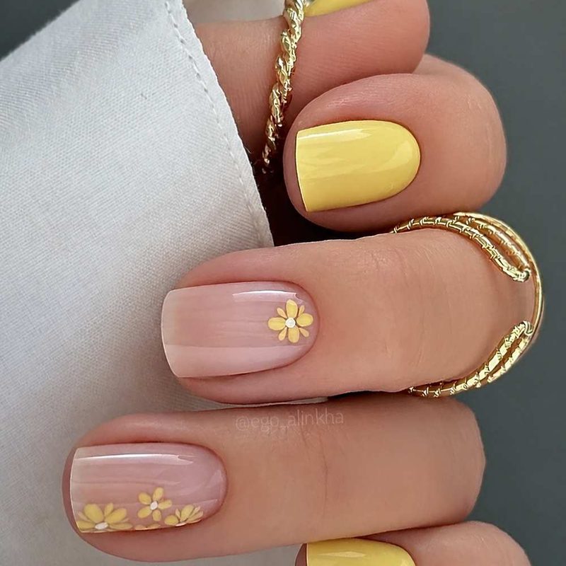 yellow gel nail designs