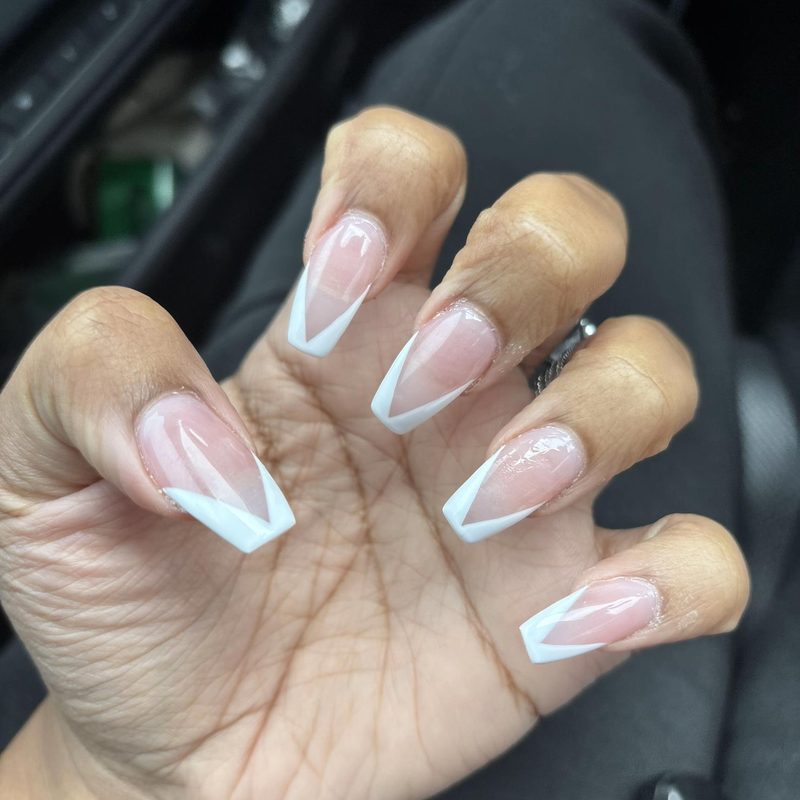classic elegant coffin nail designs with nude and pink shades