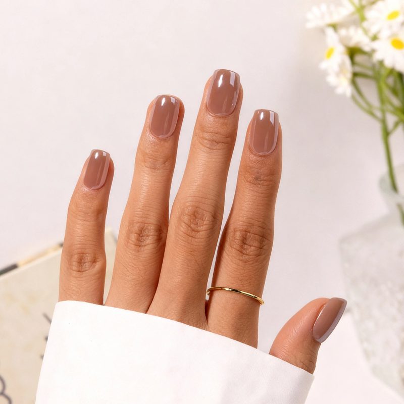 close-up of classic winter colors on square nails with deep burgundy and navy polish