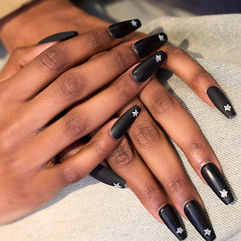 close-up of matte nail art showing elegant matte manicure ideas