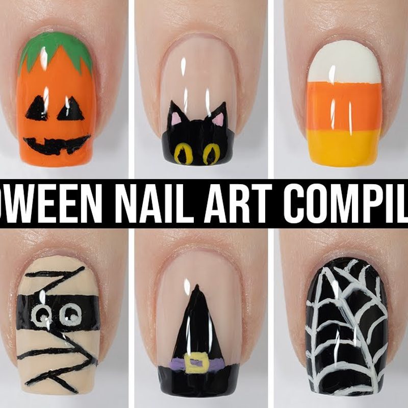 DIY tools and white halloween nail art in progress at home