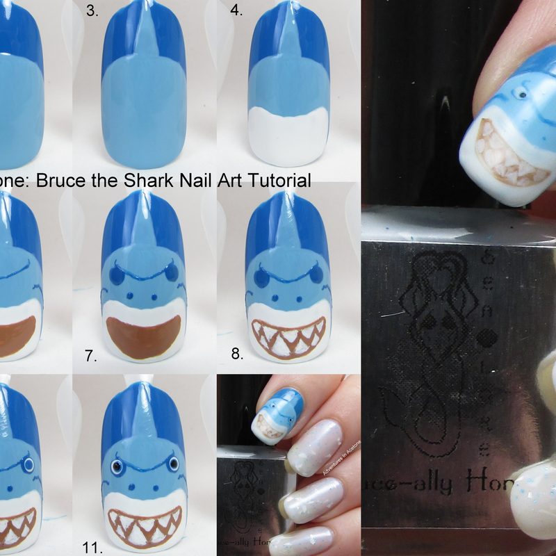 hands showing step-by-step DIY zig zag nail design with striping tape