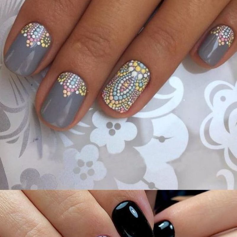 intricate mandala nail art created with nail pen on long nails