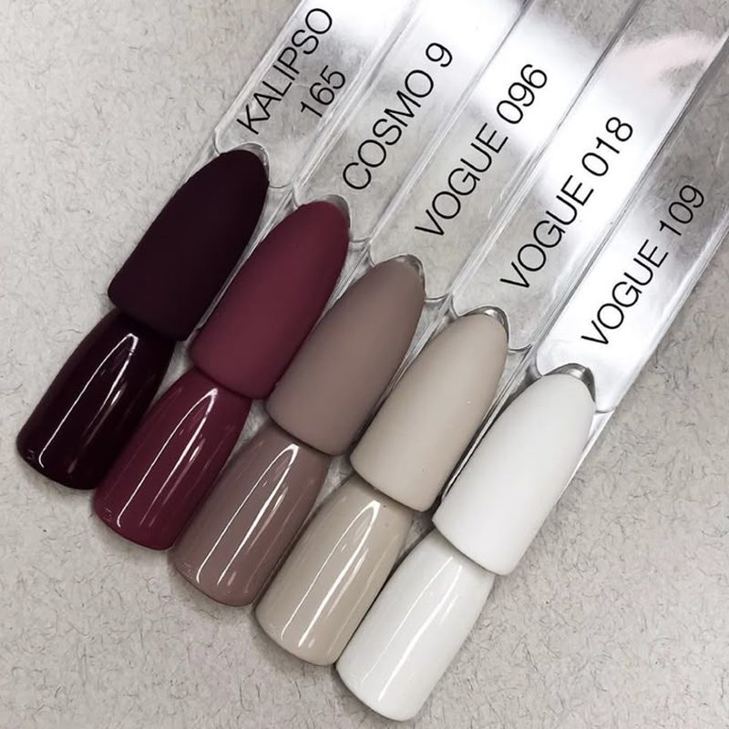 matte nail polish color palette showcasing earthy and bold shades for matte nail art