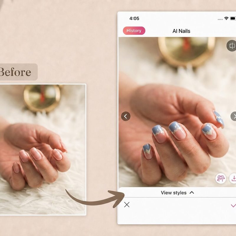 Person using a nail design wheel generator app to create custom nail art