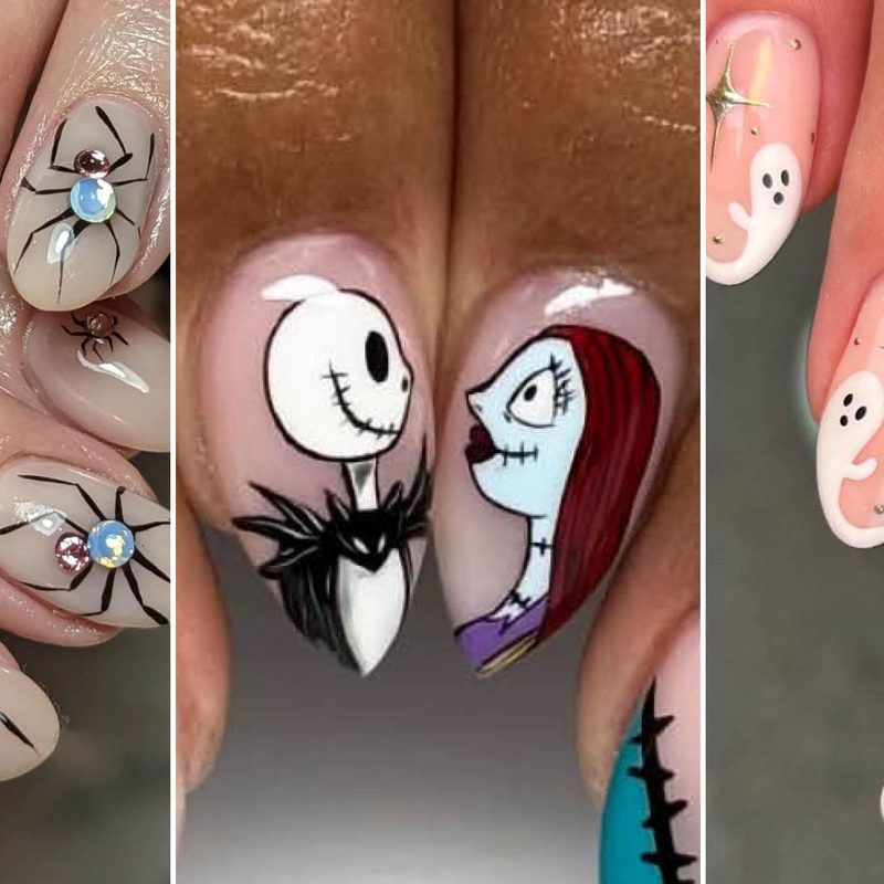 professional nail salon showcasing white halloween nail designs