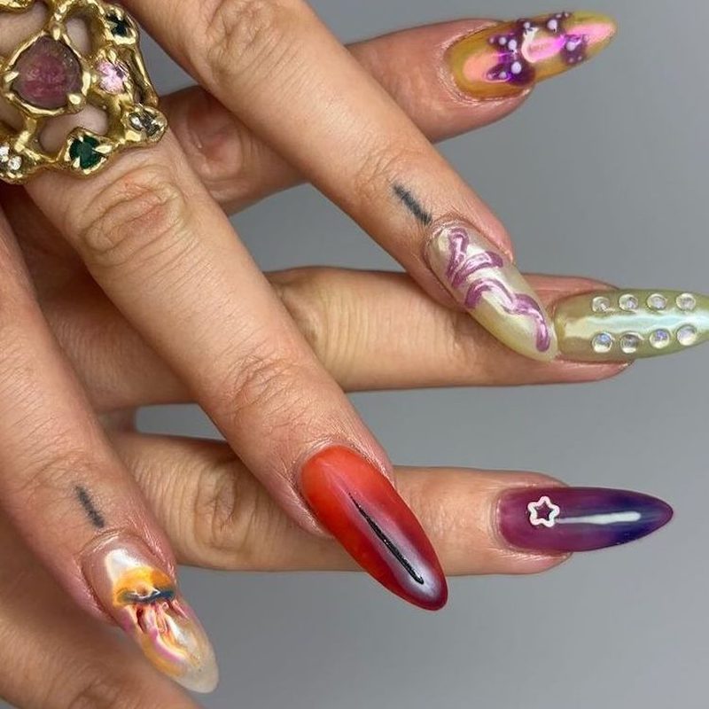 trendy nail art charms featuring pearls and crystals